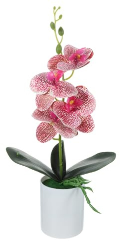 BESPORTBLE Realistische Künstliche Orchidee im Rosa Kunststofftopf Fadebeständig und Tragbar Dekoration für Kleine Räume und Tischgestaltung