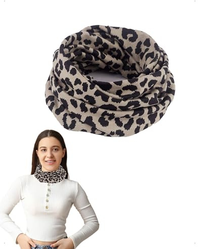 EMOTTOS Damen Loop Schal Velours Schlauchschal, Halstuch Elastischer Warm Atmungsaktiv Loopschal Leichter Einfaches Tragen Tuch, als Mütze Halswärmer Gesichtsmaske Leopardenprint Muster Schwarz Braun