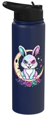 Funny Bunny Moon Roses Stars Stainless Steel Insulated Water Bottle