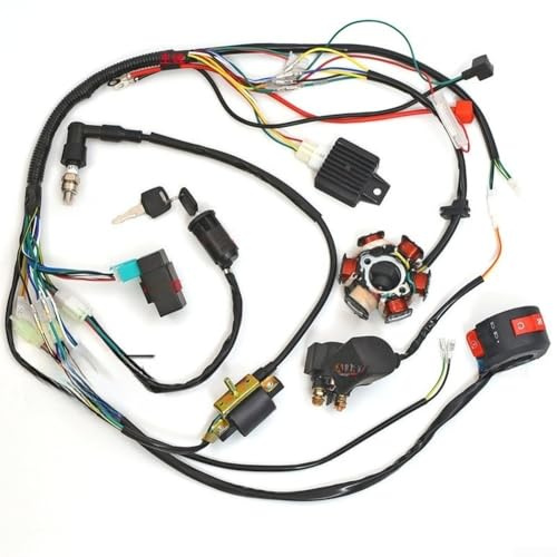 Voll funktionsfähiger Kabelbaum für 50–125 cc Offroad-Fahrräder mit Zündmodul, Gleichrichterrelais und Schalter für nahtlosen elektrischen Betrieb
