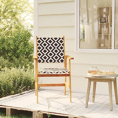 GeenYuu Gartenstühle 4 STK. Massivholz Akazie mit Polyrattan Sitzfläche und Rückenlehne, 56x62x92 cm, Outdoor Esszimmerstühle bequem, wetterfest, ideal für Terrasse und Garten