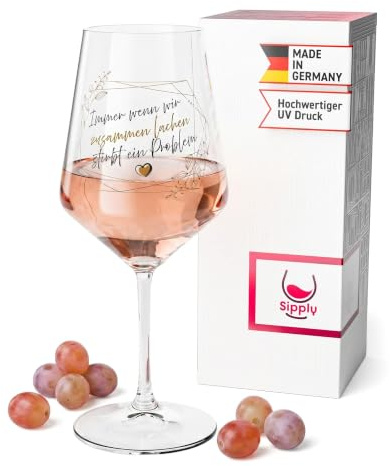 Sipply Weinglas mit Spruch Wenn wir zusammen Lachen 0,5l Glas lustig für Spritz Getränke Cocktails Sekt Schorle Bowle oder Saft