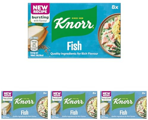 Knorr Fish Stock Cubes with an improved recipe for richer flavour in your dishes gluten-free fish stock 8x 10 g (Pack of 4)