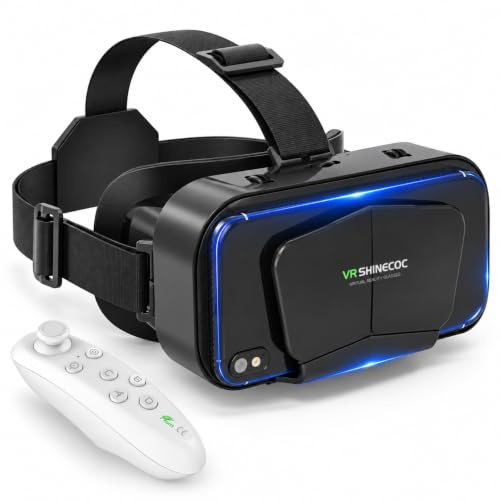 VR Brille Handy Virtual Reality mit Fernbedienung, 3D VR-Brille Erleben Sie Spiele und 360 Grad Filme in weicher & komfortabler Glasses für Phone Android 5~7 inc