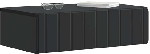 GKHPYURE Wandtisch Schwarz Holz Engineered 59 x 34,5 x 17 cm | Mit 1 Schublade, Wandmontage, platzsparendes Design, einfache Reinigung