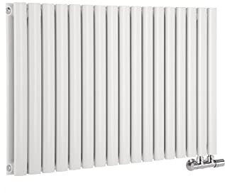 Milano Aruba White Horizontal Side Connection Double Oval Panel Radiator - 635mm x 1000mm