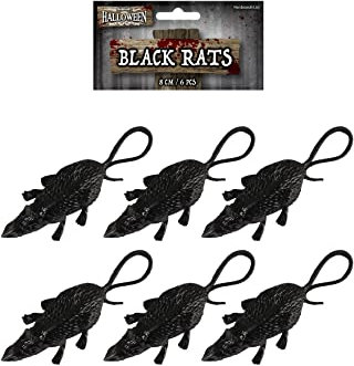 HENBRANDT Black Plastic Rats - Pack of 6