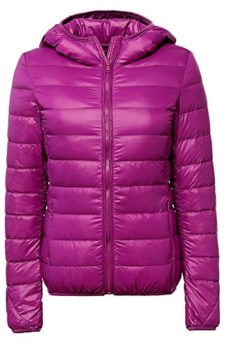 Donna Giacche Piumino con Cappuccio Ultra Leggero Invernale Cappotto Giacca Viola S