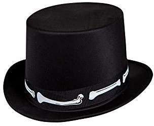 Wicked Costumes Adult Unisex Satin Top Hat with Bones Day of the Dead Halloween