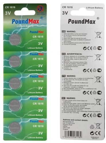5 batterie PoundMax 1616 CR1616 DL1616 3 V al litio