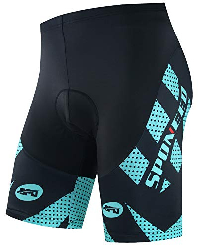 sponeed Men Bike Shorts Cushioned Biking Wear Gear Road Cycling Bottoms, Turquoise Green, Medium