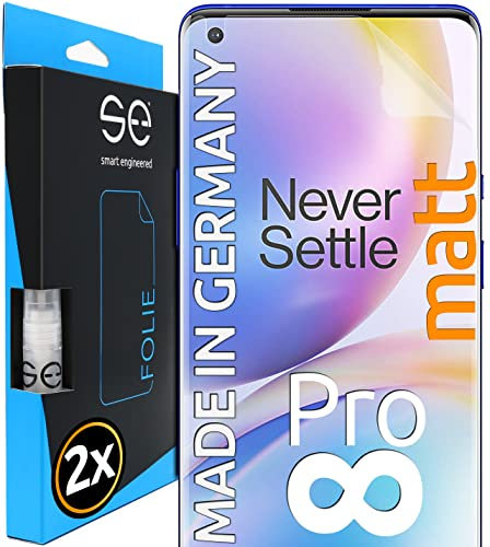 2x se® 3D SCHUTZFOLIE Entspiegelt für OnePlus OnePlus 8 Pro,Anti-Staub, 100% Fingerabdruck & FaceID kompatibel, einfache blasenfreie Installation, Ultra-Klar, Stoß-Kratzfest, aus Deutschland