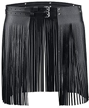 CHIC DIARY Hip-Hop Punk Taillengürtel Fransen PU Leder Gürtel Damen Quaster Rock Schwarz Dekorativer Hüftgürtel für Kleid Jeans