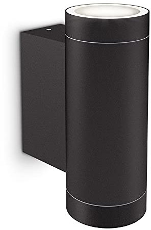 SSC-LUXon ESMA Aussenlampe Haus Wandleuchte inkl. LED GU10 fourSTEP Lampen 5W neutralweiß - Wandlampe Up Down schwarz Zylinder