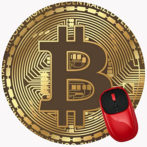 Mouse Pad Bitcoin Crypto Currency, Premium-Textured Mouse Mat with Non-Slip Rubber Base, Cute Round Mousepad for Laptop Computer Office Desk Accessories,7.9 inch