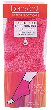 Benefeet Toeless Aloe Moisturizing Heel Socks - Effective Overnight Foot Rejuvenation, Targeted Hydration to Soften Dry Skin, Infused w/Coconut Oil, Aloe + Jojoba Seed Oil, 1 Pair (1 Pack)