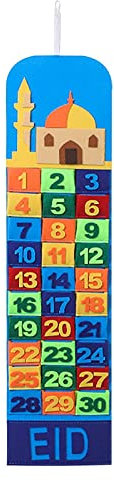 Mecctuck Ramadan Kalender, Ramadan Deko, Ramadan Kalender zum Befüllen, 2025 Ramadankalender, Wandkalender 30-Tage-Kalender mit Taschen, Eid Mubarak Adventskalender für Kinder Ramadan Geschenke