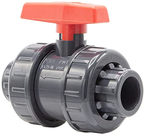 PVC-Kugelhahn I 25mm I 3/4 Zoll I Typ AK I für Klebemuffen und Fittinge I Absperrhahn 2-Wege I PVC-Rohrverbinder I Kugelschieber für Pool- und Teichbau I bm039