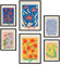 Nacnic-Set von 6 Blumengalerie Poster. Sammlung von Platten mit ästhetischer Collage für Innendekoration. Größen A3 und A4. Schwarzer Rahmen.