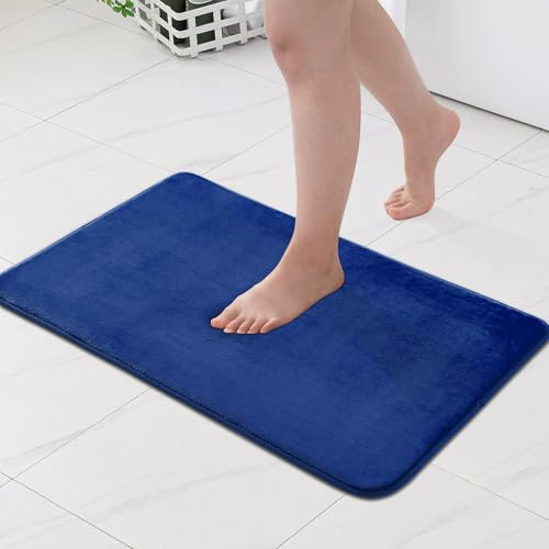 MIULEE Einfarbige Badematte Memoryschaum Badteppich Badezimmerteppich Duschvorleger Teppich Badvorleger Duschmatte Deko Fussmatte rutschfeste Matte für Badezimmer Wohnzimmer 60x90 cm Blau