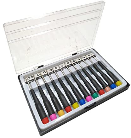FAST WORLD SHOPPING ® Set mit 12 Präzisions-Schraubendrehern, Torx-Schraubendreher, Schraubendreher, Stern, Schraubendreher, aus Kunststoff, PVC-Gehäuse