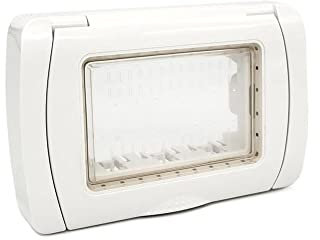 Vetrineinrete® Placca idrobox 4 posti compatibile con vimar plana IP55 coperchio modulo cassetta 503 bianco
