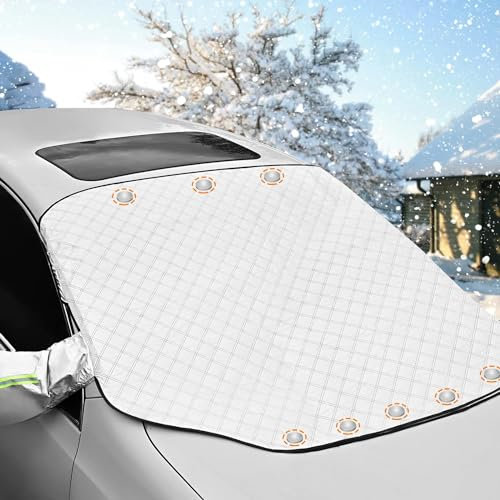 Autoscheibenabdeckung Winter, Windschutzscheibenabdeckung Frontscheibenabdeckung, Sonnenschutz Frontscheibe Eisschutz Abdeckplane Abdeckung Frostschutzfolie für Die Meisten Autos und SUV