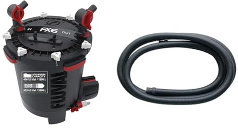Fluval FX6 Hochleistungs-Außenfilter, für Aquarien mit Einer Kapazität von bis zu 1.500L geeignet & A20236 geriffelter Schlauch D: 2,8cm Außenfilter FX4, FX5 und FX6, 1 Stück (1er Pack)