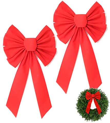 XPEX Forniture per Decorazioni Regalo da Appendere con Fiocco Rosso 2 Pezzi 49x26 cm