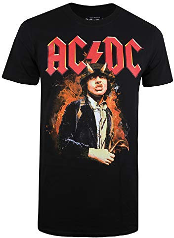 Cotton Soul ACDC Fire and Horns Herren T-Shirt, Schwarz , 58