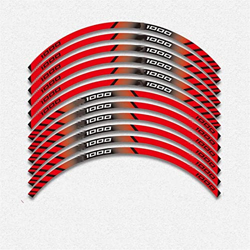 ROANNY Felgenband Motorrad-Radaufkleber Reflektierende Aufkleber Felgenstreifen Motorrad Für Kawasaki Z1000 Z 1000 Z1000 (Color : Rosso)