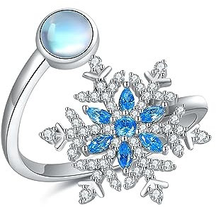 Schneeflocke Ringe 925 Sterling Silber Schneeflocke Einstellbare Ringe Weihnachten Muttertag Schmuck Geschenk für Damen