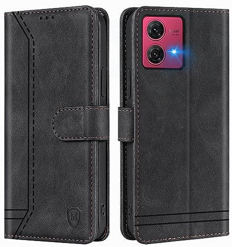 GoodcAcy für Motorola Moto G54 Hülle Leder Klapphülle Stoßfest,Schwarz | Magnet Leder Klapphülle Stoßfest, Retro PU Lederhülle, 2 Kartenfach, Standfunktion,Schutzhülle, Flip Case,Handyhülle Premium