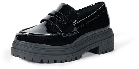 The Drop Ryan Slipper mit Lug-Sohle Halbschuhe, Schwarzes Lack, 36 EU