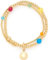 JEWELS BY LEONARDO Armband Clip & Mix Smile • elastische Arm-Kette ausgoldfarbenem Edelstahl • doppelreihig aufgefädelte Perlen durchbrochen von bunten Achat-Perlen • 19,5 cm Länge • Damen • 023750