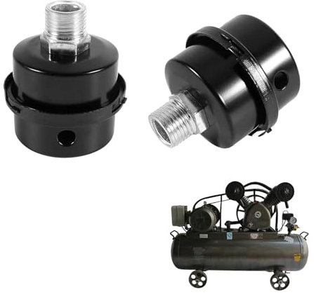 JDCMEI 2 Stück Luftkompressor Schalldämpfer Filter, 3/8 16mm Gewinde Ansaugfilter Metall Gewindeanschluss Kompressor Schalldämpfer Kompressor Schalldämpfer Filter für öllosen Luftkompressor
