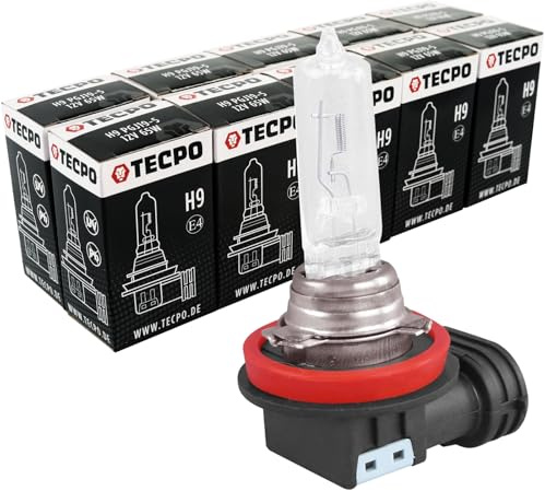 TECPO 10x H9 Halogen Glühbirne 12V 65W Auto-Lampe PGJ19-1 Nebel Fernlicht Birne