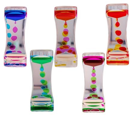 5 pcs Sablier Liquides Jouets Sensoriels pour Enfants Adultes, Lampe à Lave Colorés, Minuteur à Bulles - Motion Bubbler Fidget Jouet pour Activité, Relaxation, Anxiété, Autisme, TDAH
