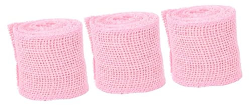 Operitacx 3St rosa Sackleinenband rustikale schöpfrahmen weihnachtsdeko weihnachtsdeko Meter weihnachtsverpackungsband Kranzbänder zum Basteln Juteband aus Sackleinen Sackleinenband rosa