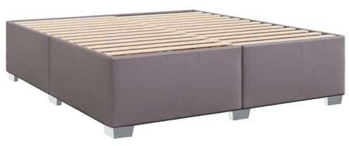 vidaXL Bettgestell, Bettrahmen mit Lattenrost, Polsterbett Bett für Schlafzimmer, Doppelbett Kunstlederbett, Grau 200x200cm Kunstleder