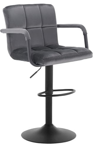 WOLTU Barhocker 1er Set Barstuhl Tresenhocker Bistrohocker Designer Hocker mit Rückenlehne, Sitzfläche aus Samt, höhenverstellbar drehbar Stahl Dunkelgrau, BH223dgr1