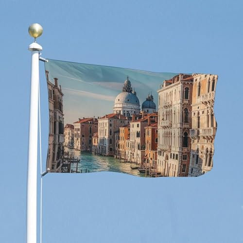 Flagge mit Venedig-Ansicht, 119,4 x 177,8 cm, lustiges Urlaubsbanner, doppelseitig, vertikale Outdoor-Flagge, Sommer-Gartenflaggen mit Messingösen, große Hofflagge für den Innen- und Außenbereich