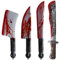 Qintora 4 Pezzi Machete Halloween con Sangue Finto,Coltello insanguinato,Coltello plastica Halloween,Halloween Decorazioni,Accessorio per Costume,Carnevale, Festa a Tema, Cosplay