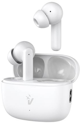 VulTech Pop EP-40WH Kabellose In-Ear-Kopfhörer, Bluetooth 5.3, USB-C, ANC aktive Geräuschunterdrückung, Touch-Steuerung, IPX5, Mikrofon für Smartphones Samsung, iPhone, Xiaomi, Huawei - Weiß