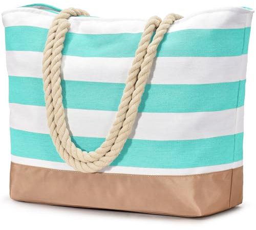 oscaurt Strandtasche Groß Reisetasche Wasserdicht Tote Bag Shopper Tasche Damen Umhängetasche mit Reißverschluss Arbeitstasche für Frauen
