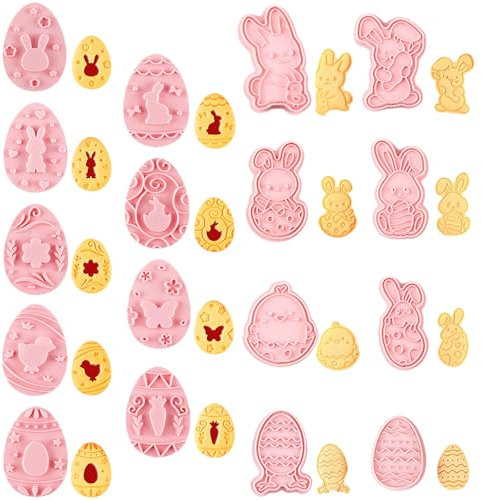 JSTHHTT 17 Stück Oster Ausstechformen Set, Ostern Plastik Keksform, Ausstechformen Ostern, 3D Plastik Hasen Ausstechformen, Ausstecher Hase Ideales Ostergeschenk, für Ostern DIY Backen