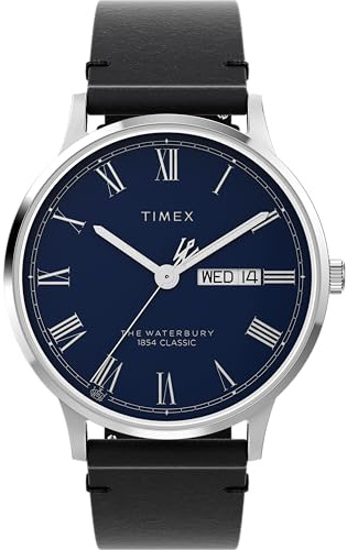 Timex Orologio da Uomo Waterbury da 40 mm Con cinturino in Pelle Marrone, quadrante Color Crema, cassa in Acciaio INOX TW2W50600