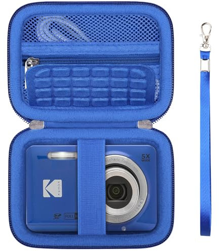 Supmay Digital Camera Case Compatible with Kodak PIXPRO FZ45 FZ55 FZ53 FZ43 Digital Camera, Vlogging Camera Storage Holder Travel Bag with Mesh Pocket for Battery, USB Cable, SD Card, Blue
