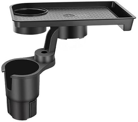 Portable Car Interior Organizer Accessories, Car Drink Holders Tray, Cup Holder Tray for Car, 360 Degree Rotation, Adjustable Insert Base of 7.5cm, Plastic, Black
