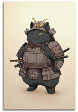 GBHEVEWV Poster Black Cat Warrior, dekoratives Gemälde, Leinwand, Wandposter und Kunstdruck, modernes Familienschlafzimmer, Dekoration, Poster, 30 x 45 cm